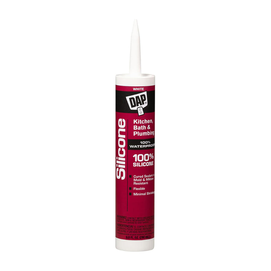 Dap 08640 Bathroom Silicone Rubber Caulk, 10.1-Ounce (White)