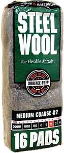 STEEL WOOL, #2 GRIT, MEDIUM,